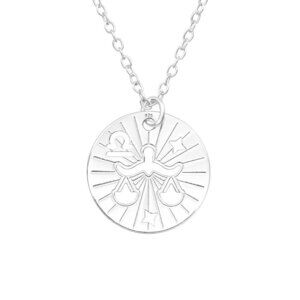 Sterling Silver Libra Laser Cutout Zodiac Necklace